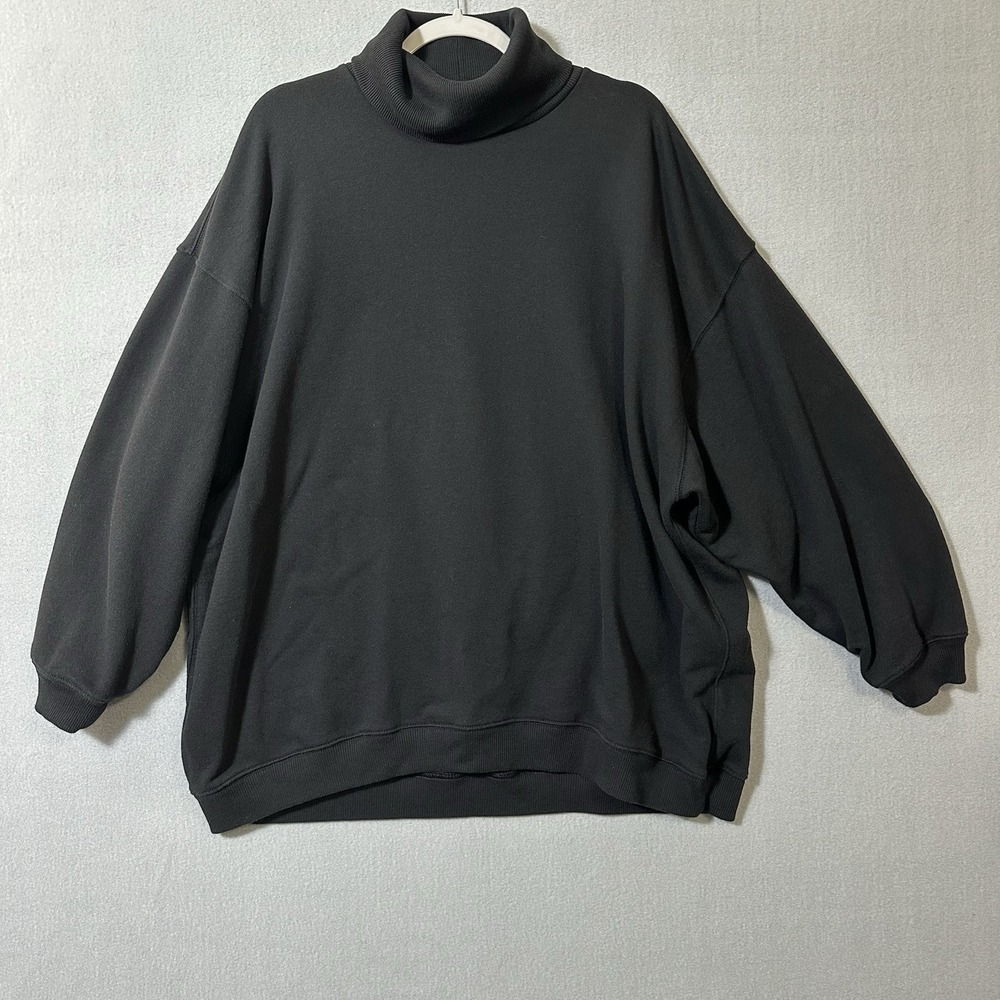 American Eagle Oversized Turtleneck Sweatshirt Women's Large Black Soft Comfy